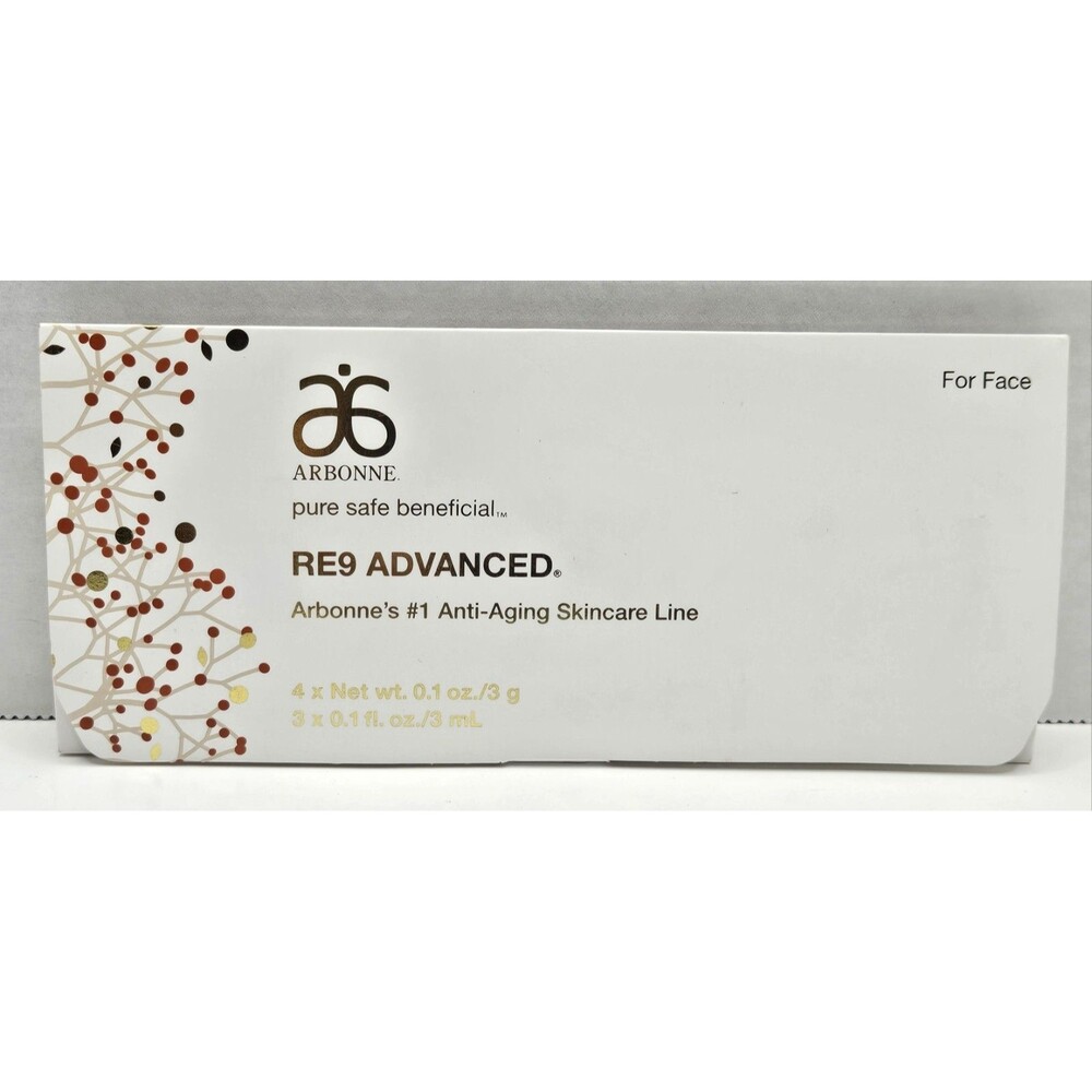 Arbonne RE9 Advanced Skin Care Anti Aging 7 Pc Sample Packs .1 oz New Old Stock